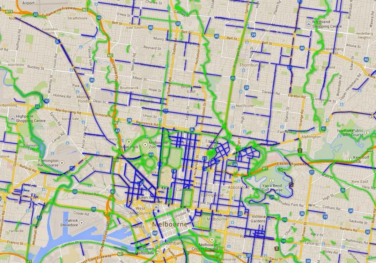 Melbourne bicykli mapu