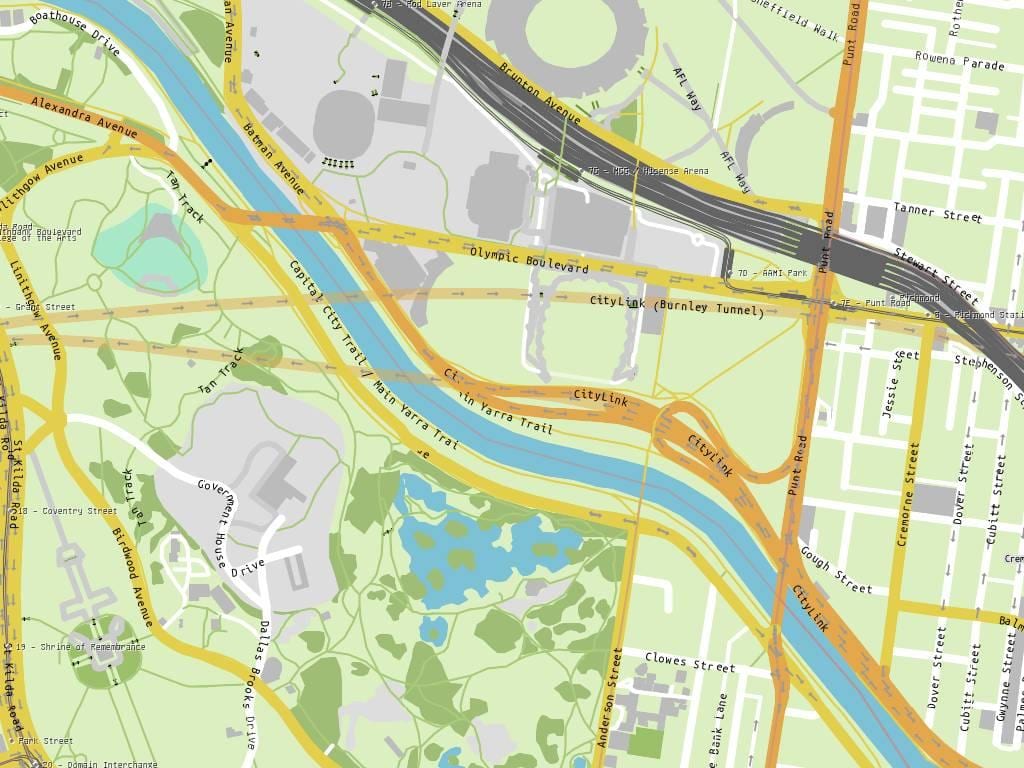 Yarra chodník mapu