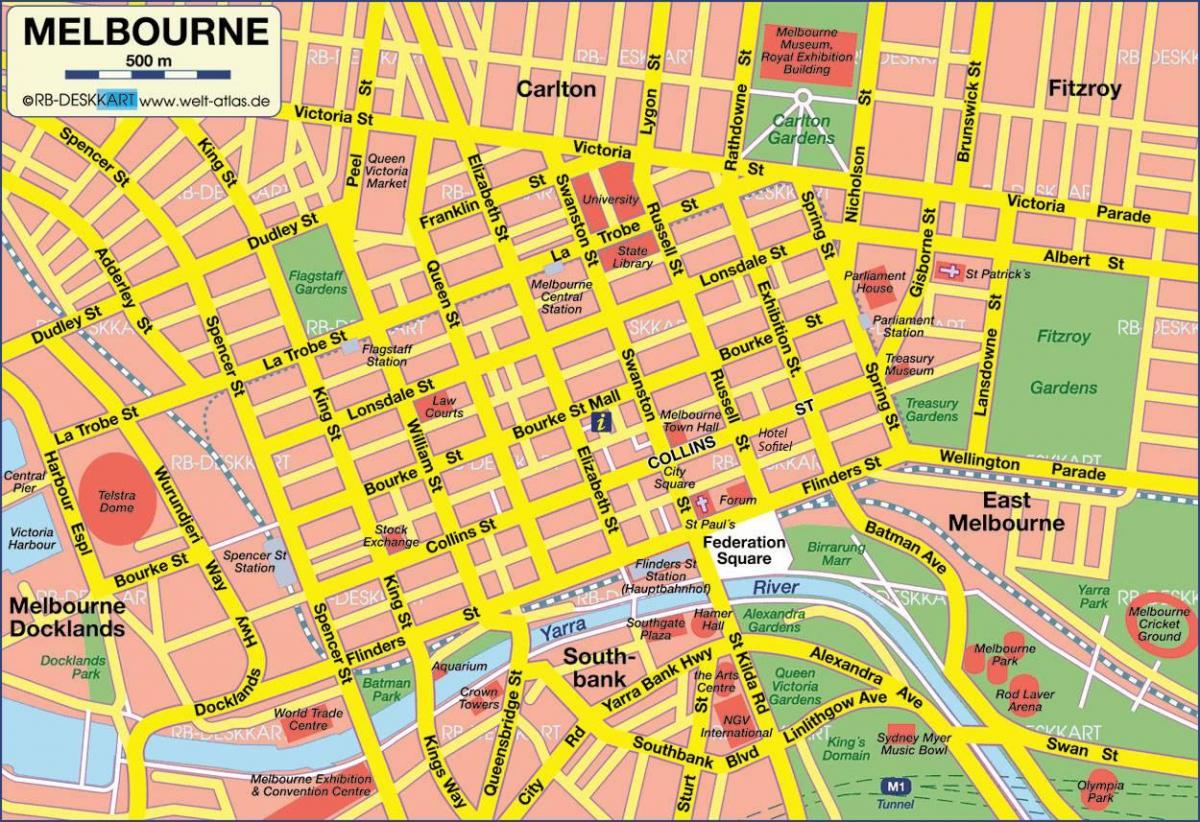 mesto Melbourne mapu