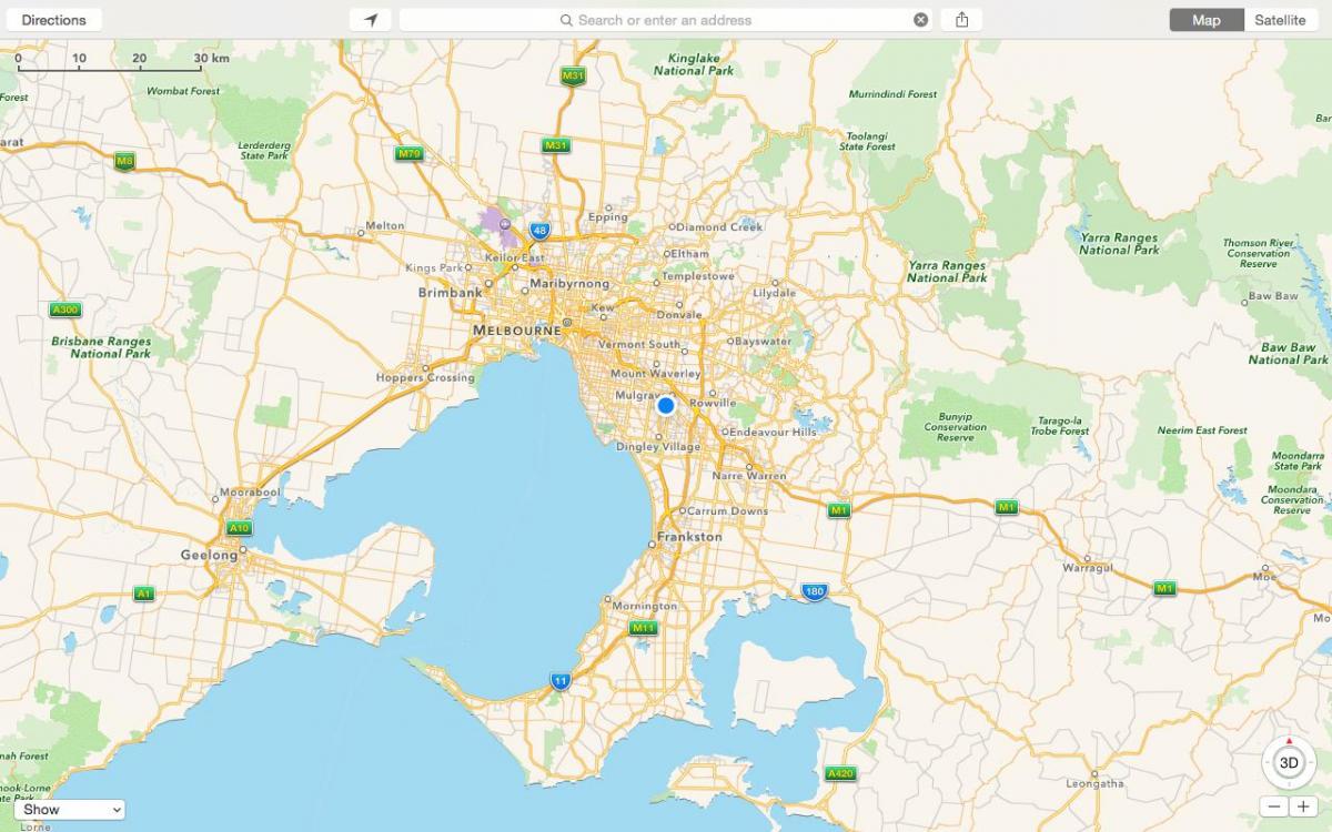 mapu Melbourne a predmestia