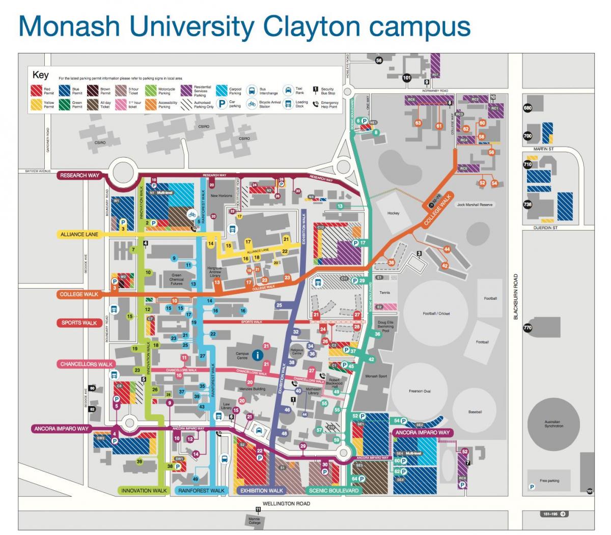 Monash university Clayton mapu