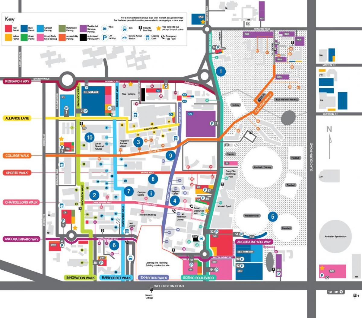 mapa Monash university