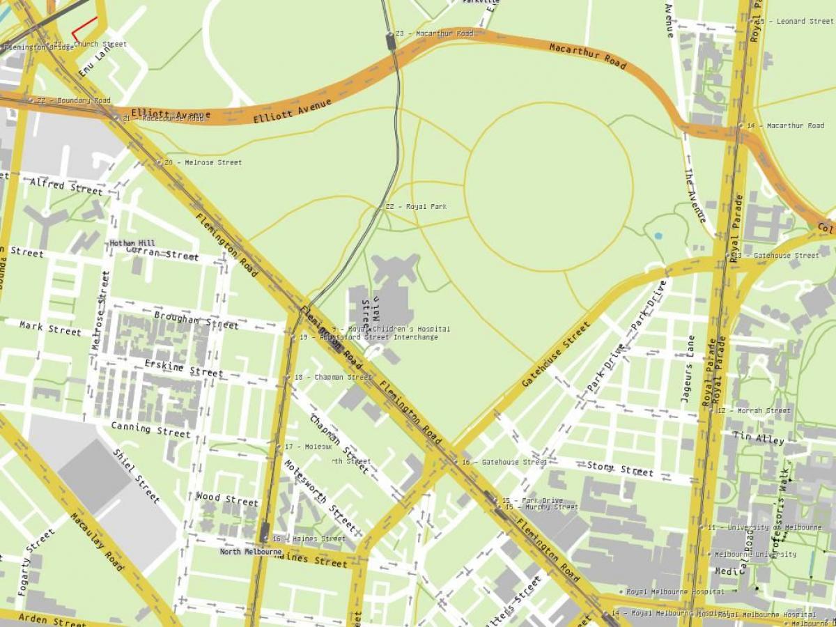 mapa z Kráľovskej detskej nemocnice v Melbourne