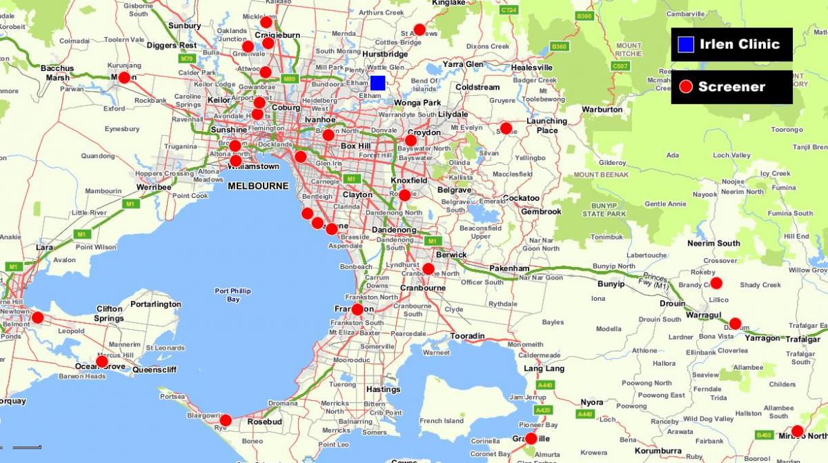 mapa väčšiu Melbourne