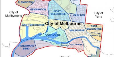 Mapu Melbourne a okolitých predmestiach