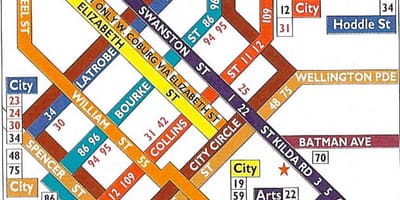 Melbourne cbd električky mapu