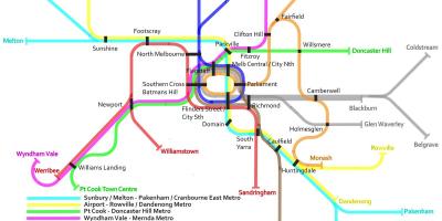 Metro vlaku mapu Melbourne
