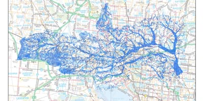 Mapu Melbourne pred povodňami